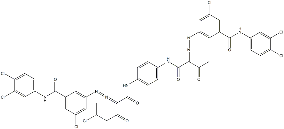 3,3'-[2-(1-Chloroethyl)-1,4-phenylenebis[iminocarbonyl(acetylmethylene)azo]]bis[N-(3,4-dichlorophenyl)-5-chlorobenzamide] 结构式