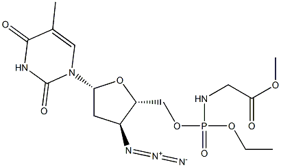 3'-Azido-3'-deoxythymidine-5'-[[[2-methoxy-2-oxoethyl]amino]phosphonic acid ethyl] ester 结构式