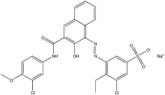 3-Chloro-4-ethyl-5-[[3-[[(3-chloro-4-methoxyphenyl)amino]carbonyl]-2-hydroxy-1-naphtyl]azo]benzenesulfonic acid sodium salt 结构式