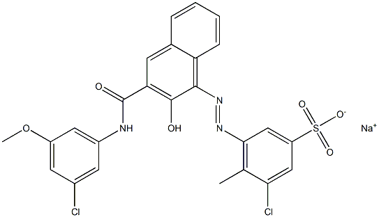 3-Chloro-4-methyl-5-[[3-[[(3-chloro-5-methoxyphenyl)amino]carbonyl]-2-hydroxy-1-naphtyl]azo]benzenesulfonic acid sodium salt 结构式