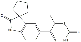 5-[(3,6-Dihydro-6-methyl-2-oxo-2H-1,3,4-thiadiazin)-5-yl]spiro[1H-indole-3(2H),1'-cyclopentan]-2-one 结构式