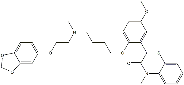 2-[2-[4-[N-[2-(3,4-Methylenedioxyphenoxy)ethyl]methylamino]butoxy]-5-methoxyphenyl]-4-methyl-4H-1,4-benzothiazin-3(2H)-one 结构式