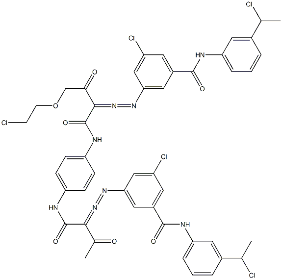 3,3'-[2-[(2-Chloroethyl)oxy]-1,4-phenylenebis[iminocarbonyl(acetylmethylene)azo]]bis[N-[3-(1-chloroethyl)phenyl]-5-chlorobenzamide] 结构式