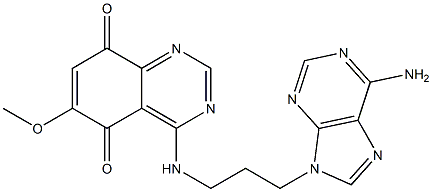 4-[3-(6-Amino-9H-purin-9-yl)propylamino]-6-methoxyquinazoline-5,8-dione 结构式