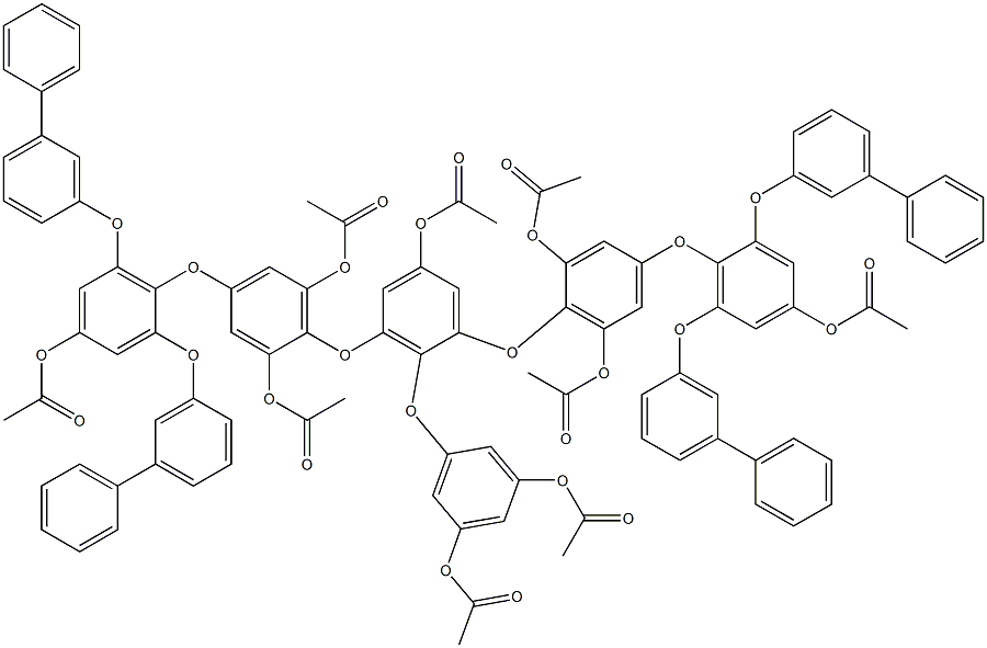 5-Acetoxy-2-(3,5-diacetoxyphenoxy)-1,3-bis[4-[2,6-bis[(1,1'-biphenyl-3-yl)oxy]-4-acetoxyphenoxy]-2,6-diacetoxyphenoxy]benzene 结构式