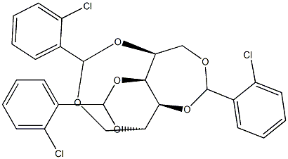 1-O,5-O:2-O,4-O:3-O,6-O-Tris(2-chlorobenzylidene)-L-glucitol 结构式