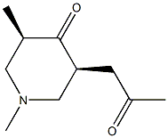 (3R,5S)-1,3-Dimethyl-5-(2-oxopropyl)piperidin-4-one 结构式