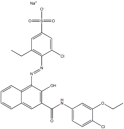 3-Chloro-5-ethyl-4-[[3-[[(4-chloro-3-ethoxyphenyl)amino]carbonyl]-2-hydroxy-1-naphtyl]azo]benzenesulfonic acid sodium salt 结构式