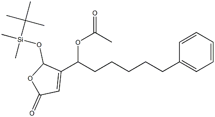 Acetic acid 1-[[2,5-dihydro-5-oxo-2-(tert-butyldimethylsiloxy)furan]-3-yl]-6-phenylhexyl ester 结构式