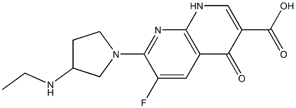 6-Fluoro-1,4-dihydro-4-oxo-7-(3-ethylamino-1-pyrrolidinyl)-1,8-naphthyridine-3-carboxylic acid 结构式