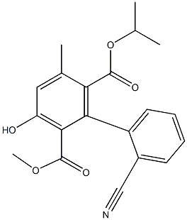 3-Hydroxy-5-methyl-2'-cyano-1,1'-biphenyl-2,6-dicarboxylic acid 2-methyl 6-isopropyl ester 结构式