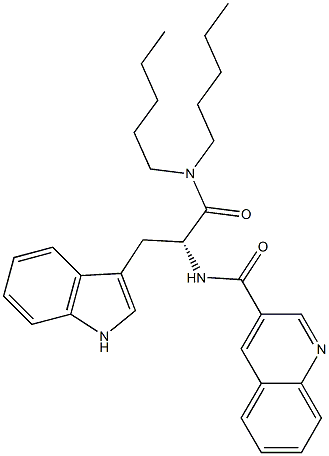 (R)-2-(3-Quinolinylcarbonylamino)-3-(1H-indol-3-yl)-N,N-dipentylpropanamide 结构式