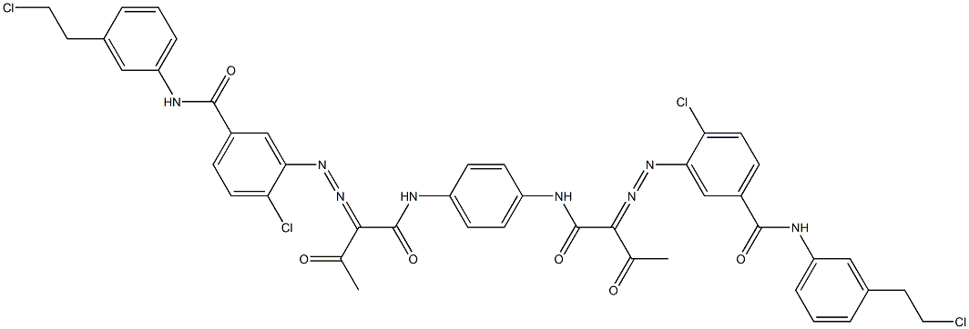 3,3'-[1,4-Phenylenebis[iminocarbonyl(acetylmethylene)azo]]bis[N-[3-(2-chloroethyl)phenyl]-4-chlorobenzamide] 结构式