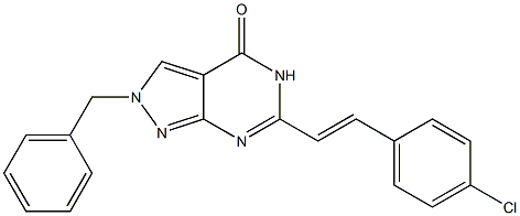 6-(p-Chlorostyryl)-2-benzyl-2H-pyrazolo[3,4-d]pyrimidin-4(5H)-one 结构式