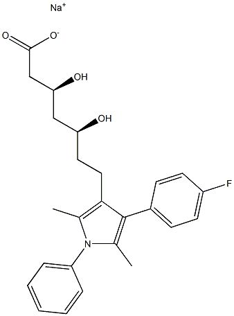 (3S,5S)-3,5-Dihydroxy-7-[2,5-dimethyl-1-phenyl-4-(4-fluorophenyl)-1H-pyrrol-3-yl]heptanoic acid sodium salt 结构式