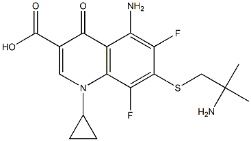 7-(2-Amino-2-methylpropyl)thio-1-cyclopropyl-5-amino-6,8-difluoro-1,4-dihydro-4-oxoquinoline-3-carboxylic acid 结构式