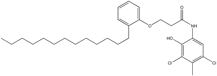 2-[3-(2-Tridecylphenoxy)propanoylamino]-4,6-dichloro-5-methylphenol 结构式