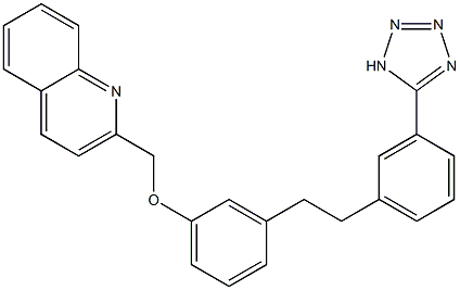 2-[3-[2-[3-(1H-Tetrazol-5-yl)phenyl]ethyl]phenoxymethyl]quinoline 结构式