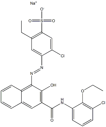 3-Chloro-6-ethyl-4-[[3-[[(3-chloro-2-ethoxyphenyl)amino]carbonyl]-2-hydroxy-1-naphtyl]azo]benzenesulfonic acid sodium salt 结构式