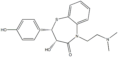 (2S,3S)-2,3-Dihydro-3-hydroxy-5-(2-dimethylaminoethyl)-2-(4-hydroxyphenyl)-1,5-benzothiazepine-4(5H)-one 结构式