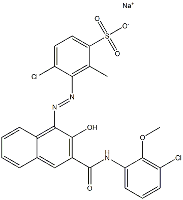 4-Chloro-2-methyl-3-[[3-[[(3-chloro-2-methoxyphenyl)amino]carbonyl]-2-hydroxy-1-naphtyl]azo]benzenesulfonic acid sodium salt 结构式