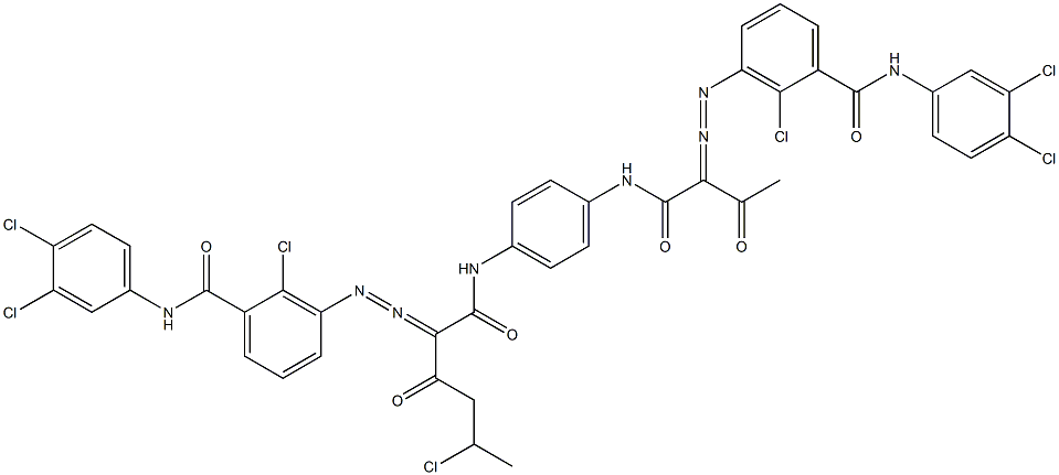 3,3'-[2-(1-Chloroethyl)-1,4-phenylenebis[iminocarbonyl(acetylmethylene)azo]]bis[N-(3,4-dichlorophenyl)-2-chlorobenzamide] 结构式