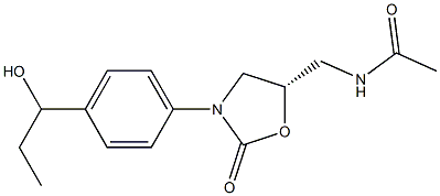 (5S)-5-Acetylaminomethyl-3-[4-(1-hydroxypropyl)phenyl]oxazolidin-2-one 结构式