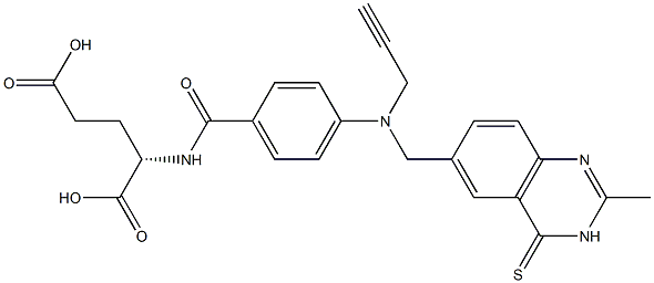 N-[4-[[[(3,4-Dihydro-2-methyl-4-thioxoquinazolin)-6-yl]methyl](2-propynyl)amino]benzoyl]-L-glutamic acid 结构式