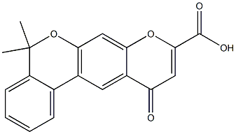 5,5-Dimethyl-11-oxo-5H,11H-[2]benzopyrano[4,3-g][1]benzopyran-9-carboxylic acid 结构式