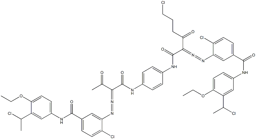 3,3'-[2-(2-Chloroethyl)-1,4-phenylenebis[iminocarbonyl(acetylmethylene)azo]]bis[N-[3-(1-chloroethyl)-4-ethoxyphenyl]-4-chlorobenzamide] 结构式