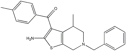 2-Amino-3-(4-methylbenzoyl)-4,5,6,7-tetrahydro-4-methyl-6-benzylthieno[2,3-c]pyridine 结构式