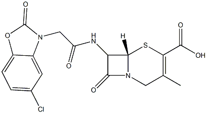 7-[[[(2,3-Dihydro-2-oxo-5-chlorobenzoxazol)-3-yl]acetyl]amino]-3-methylcepham-3-ene-4-carboxylic acid 结构式