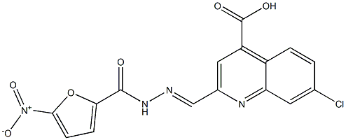 7-Chloro-2-[2-(5-nitro-2-furoyl)hydrazonomethyl]quinoline-4-carboxylic acid 结构式