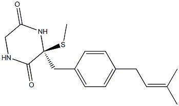 (2S)-2-Methylthio-2-[4-(3-methyl-2-butenyl)benzyl]piperazine-3,6-dione 结构式