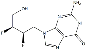 2-Amino-9-[(2R,3S)-2,3-difluoro-4-hydroxybutyl]-1,9-dihydro-6H-purin-6-one 结构式