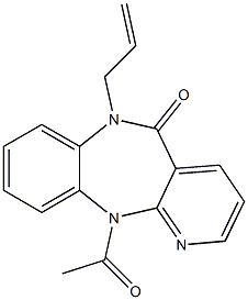 6,11-Dihydro-11-acetyl-6-(2-propenyl)-5H-pyrido[2,3-b][1,5]benzodiazepin-5-one 结构式