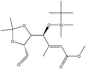 (2E,4S)-4-[[(4S,5R)-5-Formyl-2,2-dimethyldihydro-1,3-dioxol]-4-yl]-4-(tert-butyldimethylsiloxy)-3-methyl-2-butenoic acid methyl ester 结构式