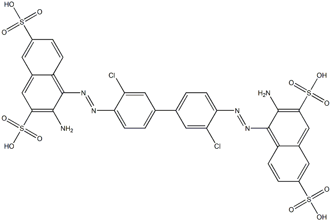 4,4'-[(3,3'-Dichloro[1,1'-biphenyl]-4,4'-diyl)bis(azo)]bis[3-amino-2,7-naphthalenedisulfonic acid] 结构式