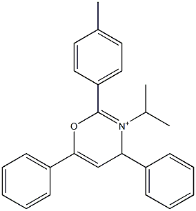 3-Isopropyl-2-(4-methylphenyl)-4,6-diphenyl-4H-1,3-oxazin-3-ium 结构式