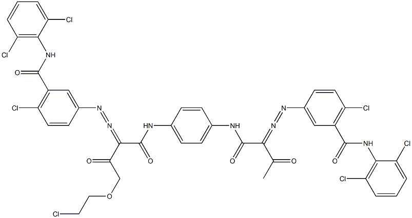 3,3'-[2-[(2-Chloroethyl)oxy]-1,4-phenylenebis[iminocarbonyl(acetylmethylene)azo]]bis[N-(2,6-dichlorophenyl)-6-chlorobenzamide] 结构式