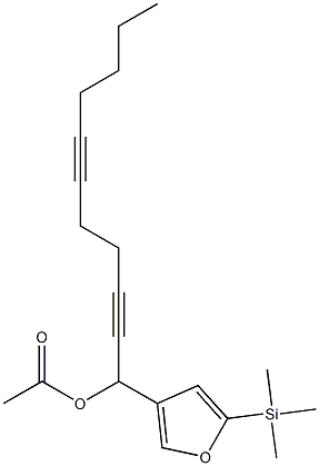 Acetic acid 1-[5-(trimethylsilyl)-3-furyl]-2,6-undecadiynyl ester 结构式