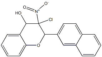 3-Chloro-3,4-dihydro-4-hydroxy-3-nitro-2-(2-naphtyl)-2H-1-benzopyran 结构式