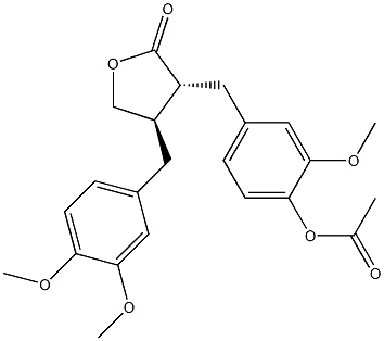 (3R,4R)-4-(3,4-Dimethoxybenzyl)-3-(4-acetoxy-3-methoxybenzyl)dihydrofuran-2(3H)-one 结构式