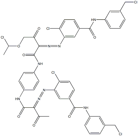 3,3'-[2-[(1-Chloroethyl)oxy]-1,4-phenylenebis[iminocarbonyl(acetylmethylene)azo]]bis[N-[3-(chloromethyl)phenyl]-4-chlorobenzamide] 结构式
