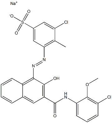 3-Chloro-4-methyl-5-[[3-[[(3-chloro-2-methoxyphenyl)amino]carbonyl]-2-hydroxy-1-naphtyl]azo]benzenesulfonic acid sodium salt 结构式
