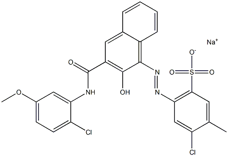 4-Chloro-3-methyl-6-[[3-[[(2-chloro-5-methoxyphenyl)amino]carbonyl]-2-hydroxy-1-naphtyl]azo]benzenesulfonic acid sodium salt 结构式