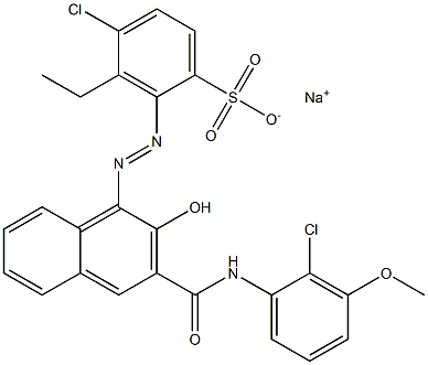 4-Chloro-3-ethyl-2-[[3-[[(2-chloro-3-methoxyphenyl)amino]carbonyl]-2-hydroxy-1-naphtyl]azo]benzenesulfonic acid sodium salt 结构式