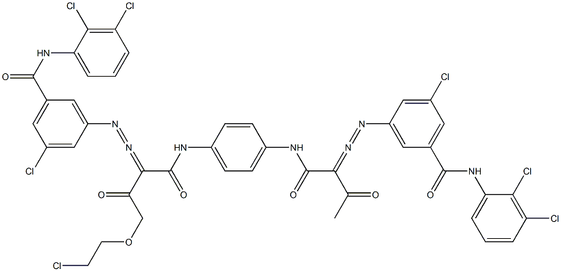 3,3'-[2-[(2-Chloroethyl)oxy]-1,4-phenylenebis[iminocarbonyl(acetylmethylene)azo]]bis[N-(2,3-dichlorophenyl)-5-chlorobenzamide] 结构式