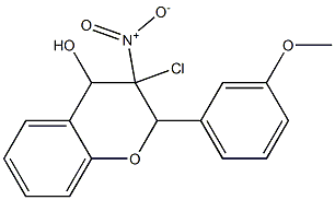 3-Chloro-3,4-dihydro-4-hydroxy-3-nitro-2-(3-methoxyphenyl)-2H-1-benzopyran 结构式