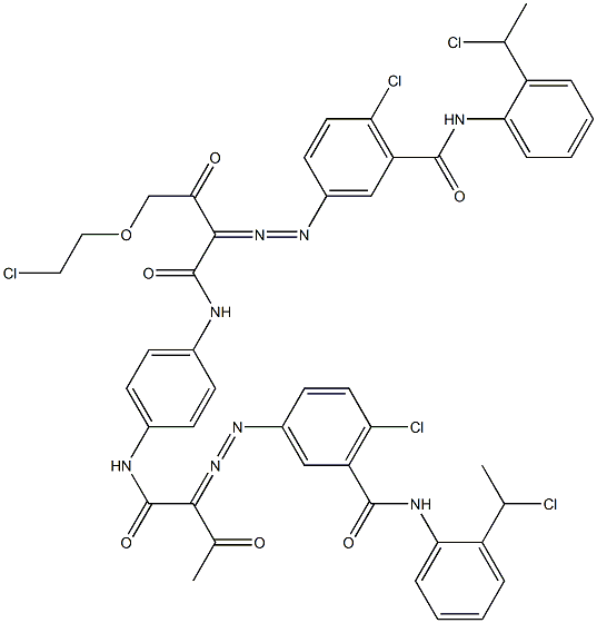 3,3'-[2-[(2-Chloroethyl)oxy]-1,4-phenylenebis[iminocarbonyl(acetylmethylene)azo]]bis[N-[2-(1-chloroethyl)phenyl]-6-chlorobenzamide] 结构式